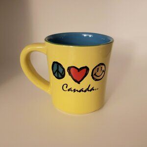 Vintage Peace Love Smile Canada Yellow Blue Red Gold Souvenir Coffee